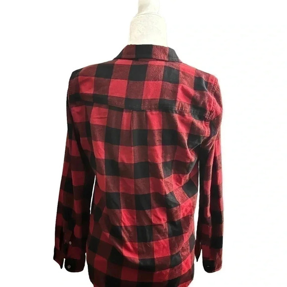 Abercrombie & Fitch Red & Black Buffalo Checkered Flannel Shirt - Size Medium - Picture 4 of 9
